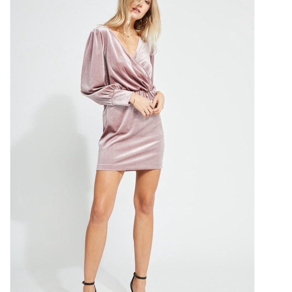 Gentle fawn, blush pink, velvet dress, size small.